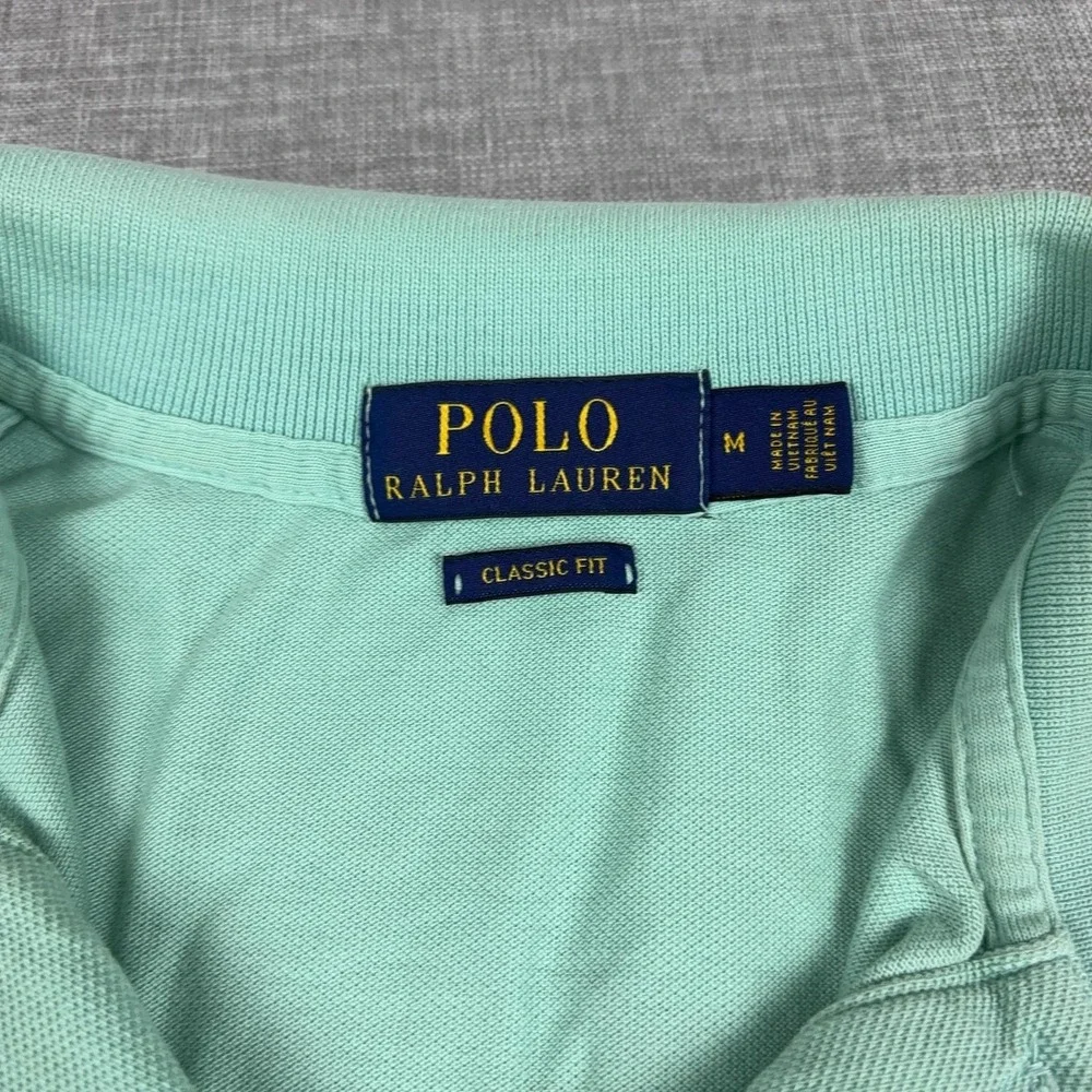 Polo Ralph Lauren Polo Shirt Mens Medium Green Classic Vintage Knit Short Sleeve